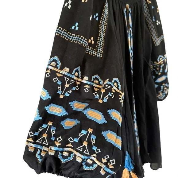 Anthropologie NEW Ranna Gill Grete Embroidered Navy Dress